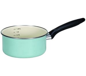 KRÜGER Sylt 1-Piece Saucepan Made of High-Quality Enamel. Dishwasher-Safe for All Stove Types. 16 cm, 1.25 Liters, Mint Green.