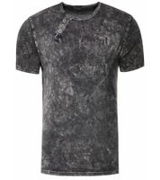 Herren T-Shirt mit schlichten Frontprint Baumwoll-Shirt Rundhals-Shirt R-15291 Grau