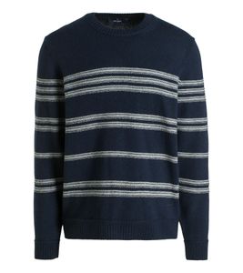 DANIEL HECHTER Herren Strick-Pullover aus weichem Woll-Mix Sweater mit Streifen 44976529 Blau