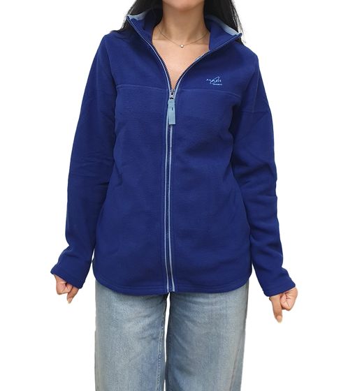 MAUI SPORTS Women's Fleece Jacket with Stand-Up Collar, Transition Sweater, Blue