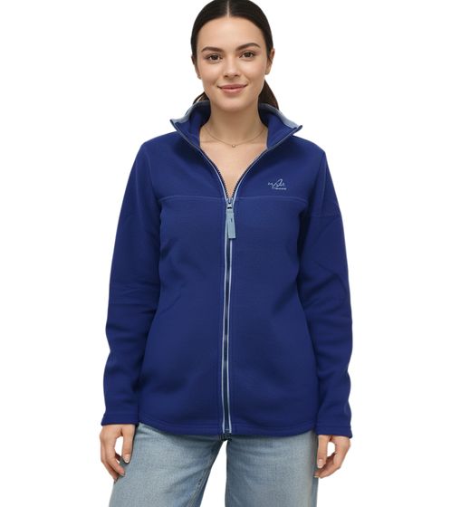 MAUI SPORTS Women's Fleece Jacket with Stand-Up Collar, Transition Sweater, Blue