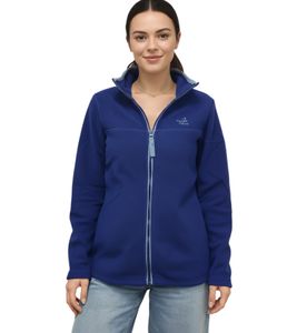 MAUI SPORTS Damen Fleece-Jacke mit Stehkragen Übergangs-Pullover Sweater Blau