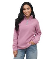 MAUI SPORTS Women's Fleece Sweater with Stand-Up Collar, Transitional Sweater, Pink
