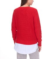 Pull brodé DELMAO pour femme, ourlet chemisier, manches longues, look 2 en 1, 44176718 Rouge