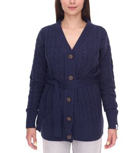 DELMAO Women's Knitted Cardigan with Tie, Long Cardigan 62658830 Navy DELMAO Women's Knitted Cardigan with Tie, Long Cardigan 62658830 Navy