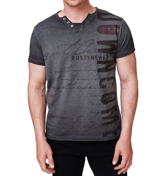 Men's T-shirt with stylish print on front and back Cotton shirt Round neck shirt R-15271 Grey