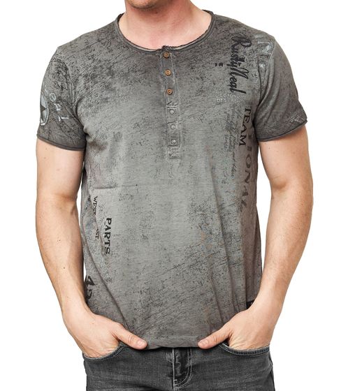 Men's T-shirt with side print, cotton shirt, fashionable short-sleeved shirt R-15243 Grey