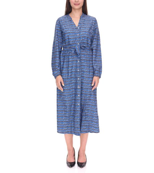 DELMAO Women's Blouse Dress, Summer Blouse with Brand Lettering, Long-Sleeved Shirt, 47783738 Blue