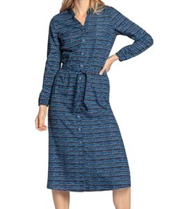 DELMAO Women's Blouse Dress, Summer Blouse with Brand Lettering, Long-Sleeved Shirt, 47783738 Blue