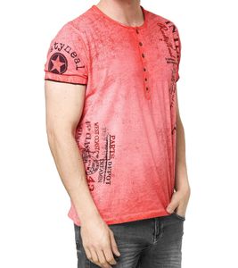 Herren T-Shirt mit seitlichem Print Baumwoll-Shirt modisches Kurzarm-Shirt R-15243 Rot