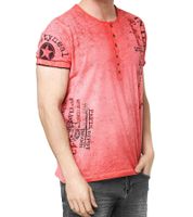 Herren T-Shirt mit seitlichem Print Baumwoll-Shirt modisches Kurzarm-Shirt R-15243 Rot