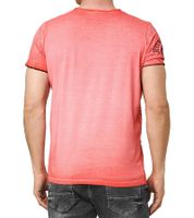 Herren T-Shirt mit seitlichem Print Baumwoll-Shirt modisches Kurzarm-Shirt R-15243 Rot