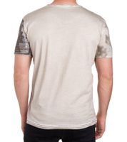 Herren T-Shirt mit Strasssteinen Print Baumwoll-Shirt stylisches Kurzarm-Shirt R-15163 Beige