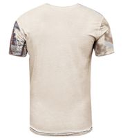 Herren T-Shirt mit Strasssteinen Print Baumwoll-Shirt stylisches Kurzarm-Shirt R-15163 Beige