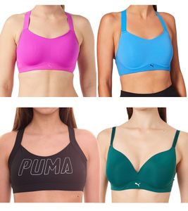 PUMA Women's Sports Bra, Soft Padded Training Bra in Green, Active Bra in Pink or Blue, Training Bra in Black