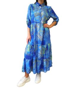 Curvy Lady Women's Tunic Dress, Lightweight Maxi Dress with Floral Print, 44592794 Blue/Multicolored