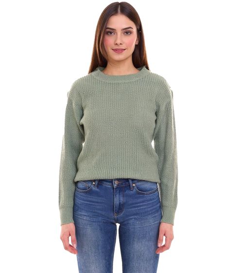 Maglione da donna Tamaris in maglia con bottoni decorativi sulla spalla, girocollo 74057903 Verde
