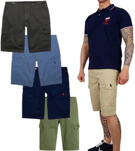U.S. POLO ASSN. Herren Freizeit-Cargo Shorts leichte Freizeit-Shorts mit U.S. Polo Stickerei kurze Hose 143 68147 52661 in Khaki, Blau, Beige oder Grau