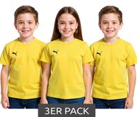 Confezione da 3 t-shirt sportive casual PUMA TeamGoal 23 per bambini e bambine, in cotone con logo ricamato, 656709 07 giallo Confezione da 3 t-shirt sportive casual PUMA TeamGoal 23 per bambini e bambine, in cotone con logo ricamato, 656709 07 giallo