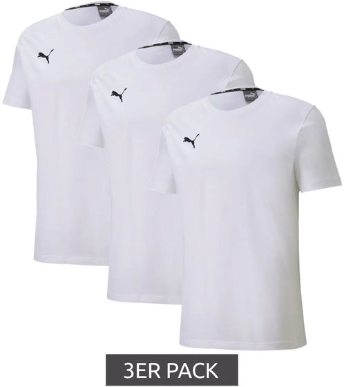 3er Pack PUMA TeamGoal 23 Casual Kinder Sport-Shirt für Jungen & Mädchen Baumwoll T-Shirt mit Logo-Stickerei 656709 04 Weiß