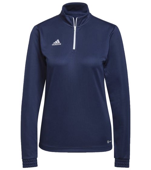 adidas Entrada 22 Damen nachhaltiger Sport-Pullover Trainings-Shirt mit AEROREADY Technologie Troyer-Pullover Langarm-Shirt H57483 Dunkelblau/Weiß