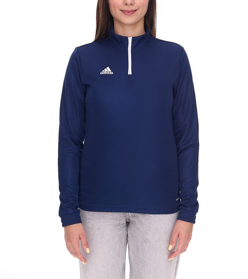 adidas Entrada 22 Women's Sustainable Sports Pullover Training Shirt with AEROREADY Technology, Long-Sleeved Sweater, H57483 Dark Blue/White