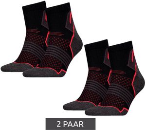 2 Paar HEAD Hiking Quarter-Socken Damen und Herren Wander-Socken Trekking-Strümpfe mit Polsterung 701219909 002 035 Schwarz/Rot