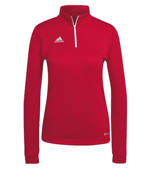 adidas Entrada 22 Damen nachhaltiger Sport-Pullover Trainings-Shirt mit AEROREADY Technologie Troyer-Pullover Langarm-Shirt H57551 Rot