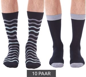 10 Paar HEALTHY SEAS Baumwoll-Strümpfe nachhaltige lange Socken aus rezyklierten Fischernetzen und Bio Baumwolle Uni und mit Muster Dunkelblau