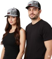 Miami Ink Baseball Cap, Wide Bill Cap with Skull Embroidery, Fan Hat, Cotton Cap FC106583MIK2 Gray/Black