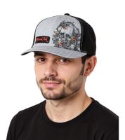 Miami Ink Baseball Cap, Wide Bill Cap with Skull Embroidery, Fan Hat, Cotton Cap FC106583MIK2 Gray/Black