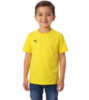 3er Pack PUMA TeamGoal 23 Casual Kinder Sport-Shirt für Jungen & Mädchen Baumwoll T-Shirt mit Logo-Stickerei 656709 Schwarz oder Gelb