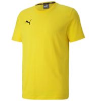 3er Pack PUMA TeamGoal 23 Casual Kinder Sport-Shirt für Jungen & Mädchen Baumwoll T-Shirt mit Logo-Stickerei 656709 Schwarz oder Gelb