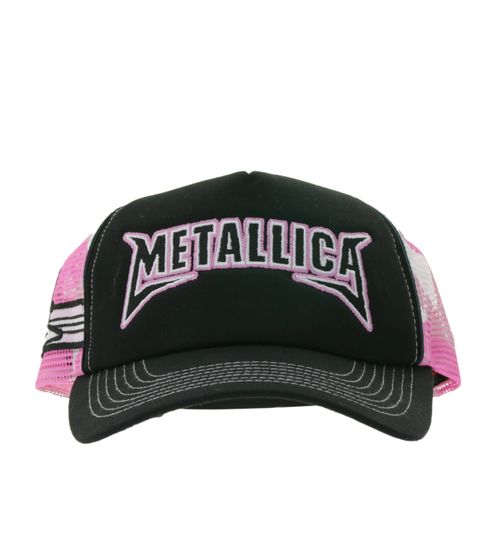 Metallica Metal-Band Baseball-Cap Baumwoll-Cap mit „Metallica“ Stickerei Trucker-Cap Fan-Mütze 2528MET Schwarz/Rosa/Weiß