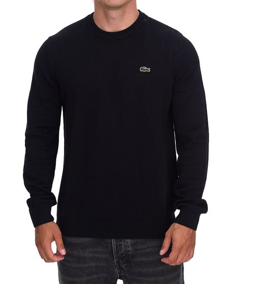 Lacoste Men's Knit Sweater, Cotton Sweater with Logo Embroidery, Long-Sleeved Shirt, AH0128 00 031 Black