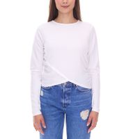 Camisa KangaROOS de manga larga para mujer, corta, cuello redondo, manga larga, sudadera cruzada 90315813 blanca