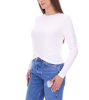 Camisa KangaROOS de manga larga para mujer, corta, cuello redondo, manga larga, sudadera cruzada 90315813 blanca