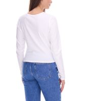 Camisa KangaROOS de manga larga para mujer, corta, cuello redondo, manga larga, sudadera cruzada 90315813 blanca