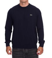 Lacoste Men's Knit Sweater, Cotton Sweater with Logo Embroidery, Long-Sleeved Shirt, AH0128 00 166, Dark Blue Lacoste Men's Knit Sweater, Cotton Sweater with Logo Embroidery, Long-Sleeved Shirt, AH0128 00 166, Dark Blue