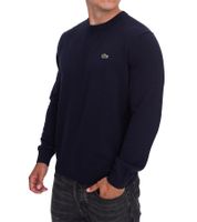 Lacoste Men's Knit Sweater, Cotton Sweater with Logo Embroidery, Long-Sleeved Shirt, AH0128 00 166, Dark Blue Lacoste Men's Knit Sweater, Cotton Sweater with Logo Embroidery, Long-Sleeved Shirt, AH0128 00 166, Dark Blue