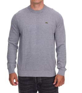 Lacoste Men's Knit Sweater, Cotton Sweater with Logo Embroidery, Long-Sleeved Shirt, AH0128 00 CCA Gray