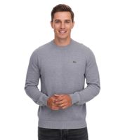 Suéter de punto Lacoste para hombre, suéter de algodón con logotipo bordado, camisa de manga larga, AH0128 00 CCA gris