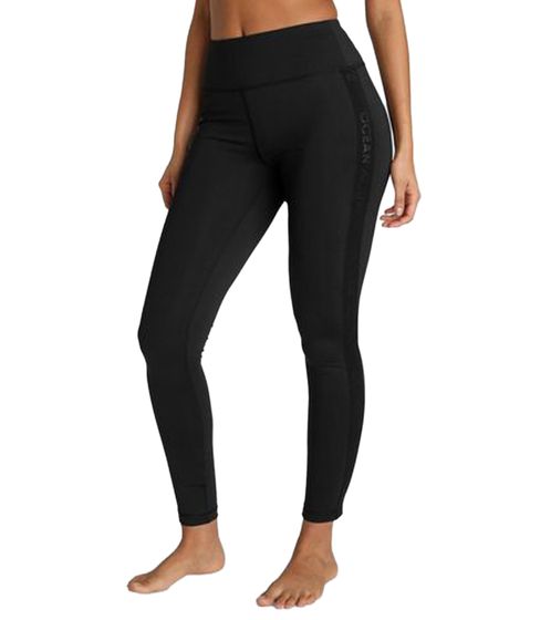 OCEAN SPORTSWEAR Damen Yoga-Leggings mit Ton-in-Ton Markenband 7/8-Fitness-Hose Workout-Hose Sport-Tights High Waist Yoga-Mode 23238366 Schwarz