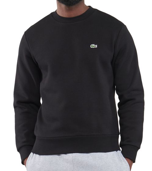 Lacoste Men's Sweatshirt with Embroidered Logo, Basic Sweater, Modern Cotton Sweater, Long-Sleeved Shirt, SH9608 00 031 Black