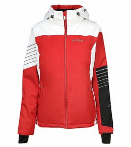 maier sports Damen Ski-Jacke wasserdichte Snowboard-Jacke mit Kapuze mTEX Winter-Jacke 92270929 Rot/Weiß
