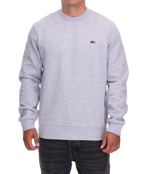 Lacoste Men's Sweatshirt with Logo Embroidery, Basic Pullover, Modern Cotton Sweater, Long-Sleeved Shirt SH9608 00 CCA Gray