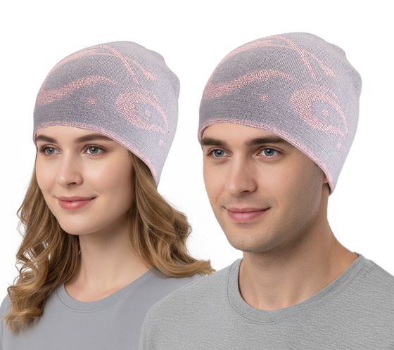 Orange County Choppers Beanie kuschelige Mütze mit Motorrad-Motiv Winter-Mütze Fan-Artikel 4052OCC Grau/Rosa
