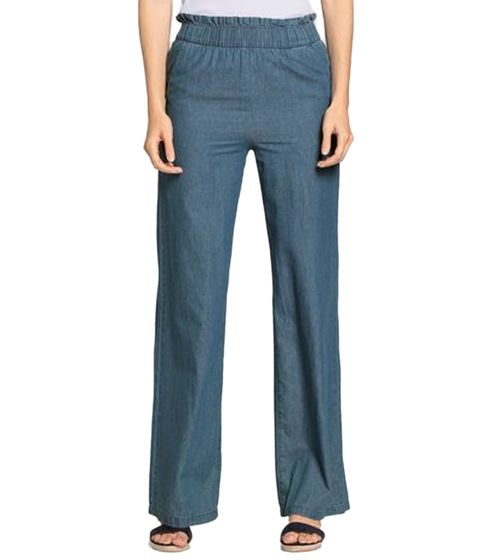 DELMAO Damen Paperbag-Hose stylische Baumwoll-Hose Sommer-Hose 33470748 Blau