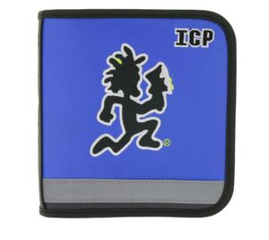Étui CD réfléchissant BIOWORLD MERCHANDISING du groupe « INSANE CLOWN POSSE » pour 24 CD, bleu/noir/blanc/jaune Étui CD réfléchissant BIOWORLD MERCHANDISING du groupe « INSANE CLOWN POSSE » pour 24 CD, bleu/noir/blanc/jaune