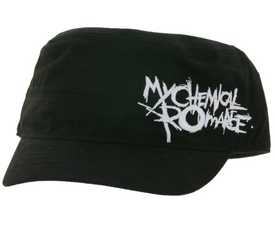 Unisex Cap "My Chemical Romance" Baumwoll-Cap im millitärischen Schnitt mit leicht gebogenen Schnitt Schwarz/Weiß
